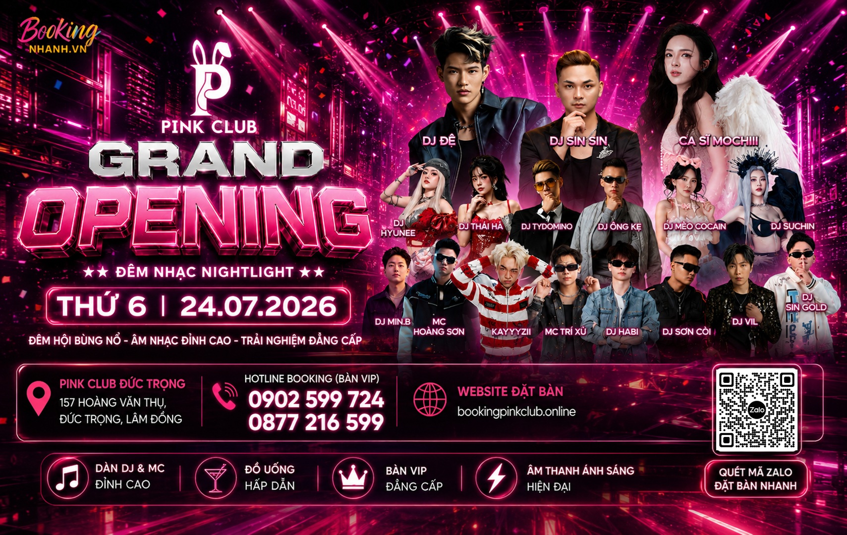 Banner Khai Trương Pink Club cùng Ca Sĩ Mochi